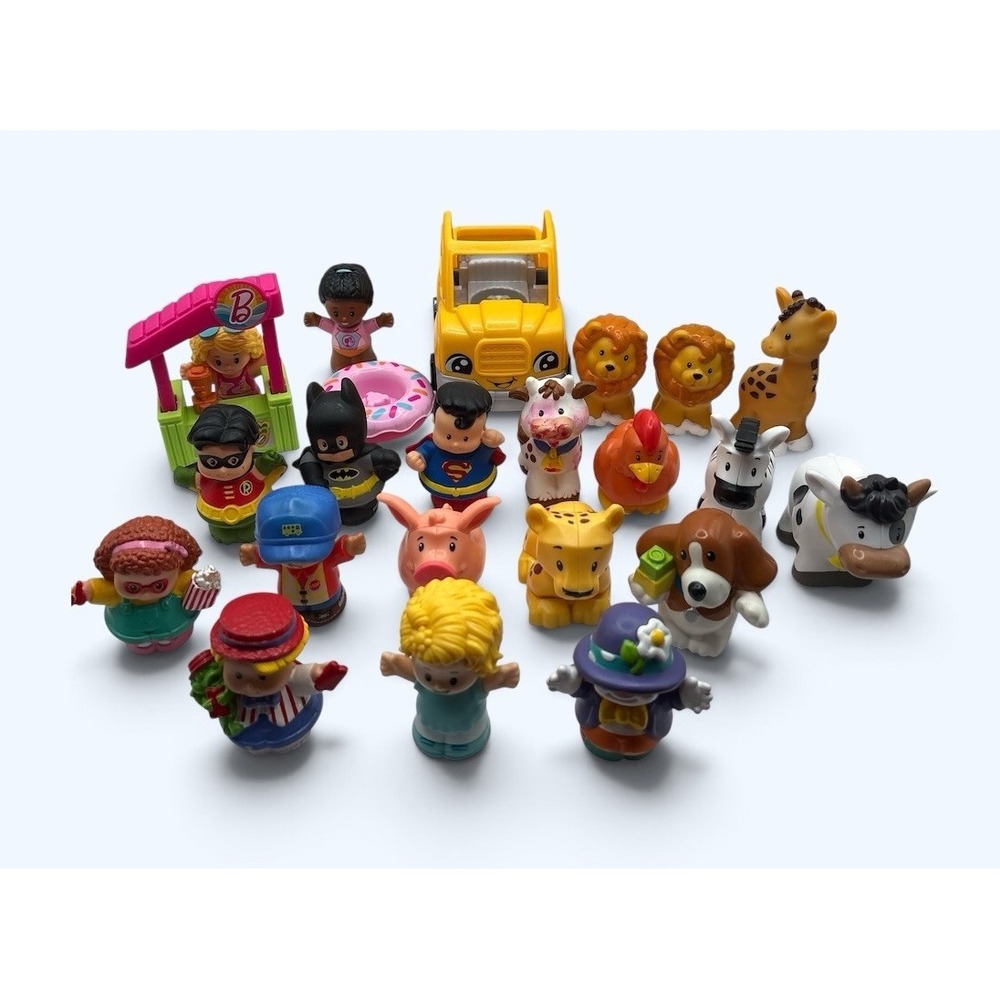 LITTLE PEOPLE LOT 24 BARBIE BATMAN ROBIN GIRAFFE LION
